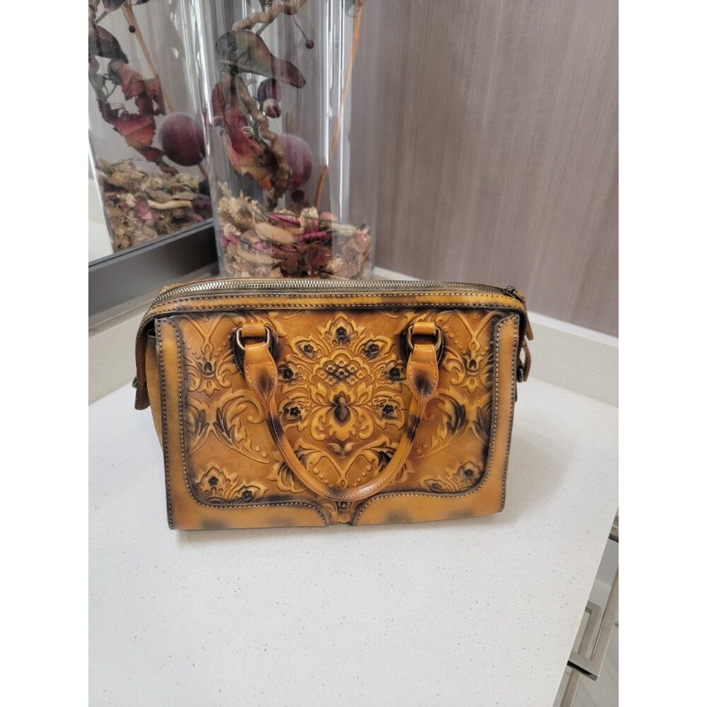 Genuine Leather Purses and Handbags Women Vintage Shoulder Bag  Satchel Brown